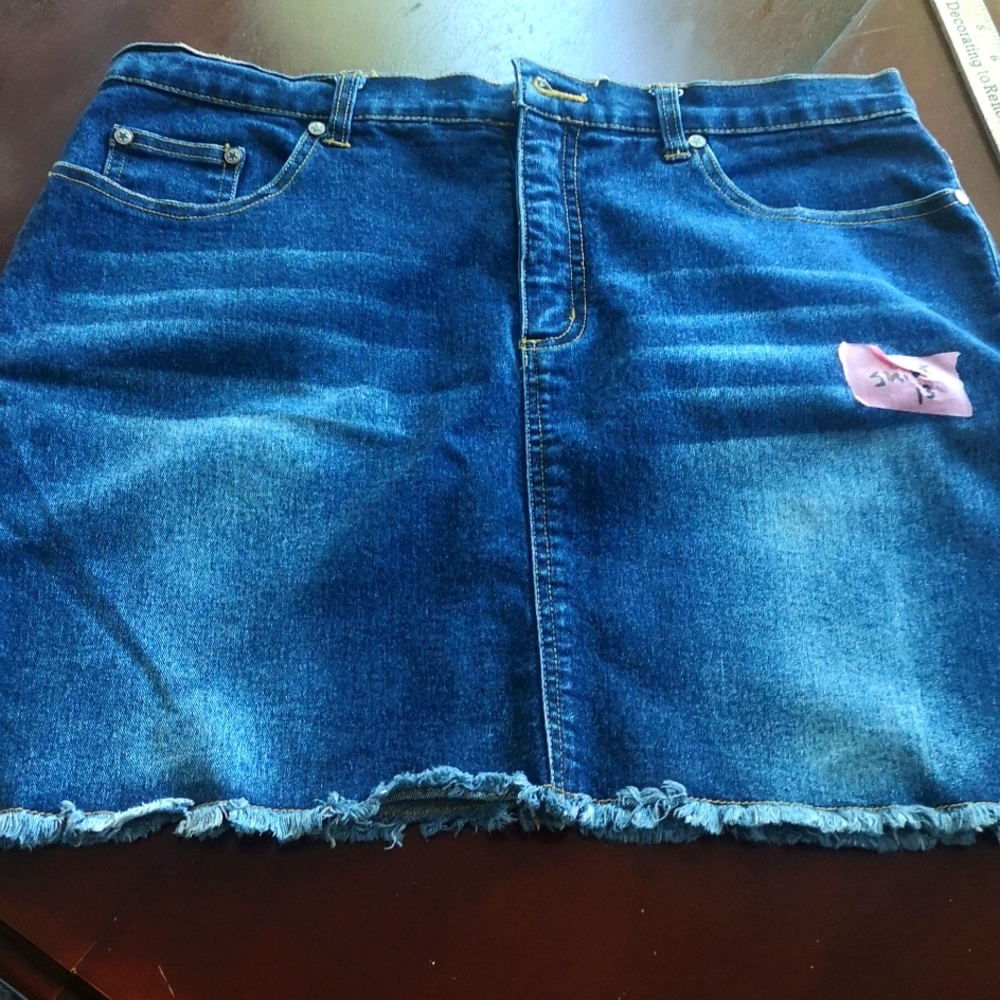 Dark denim cutoff skirt